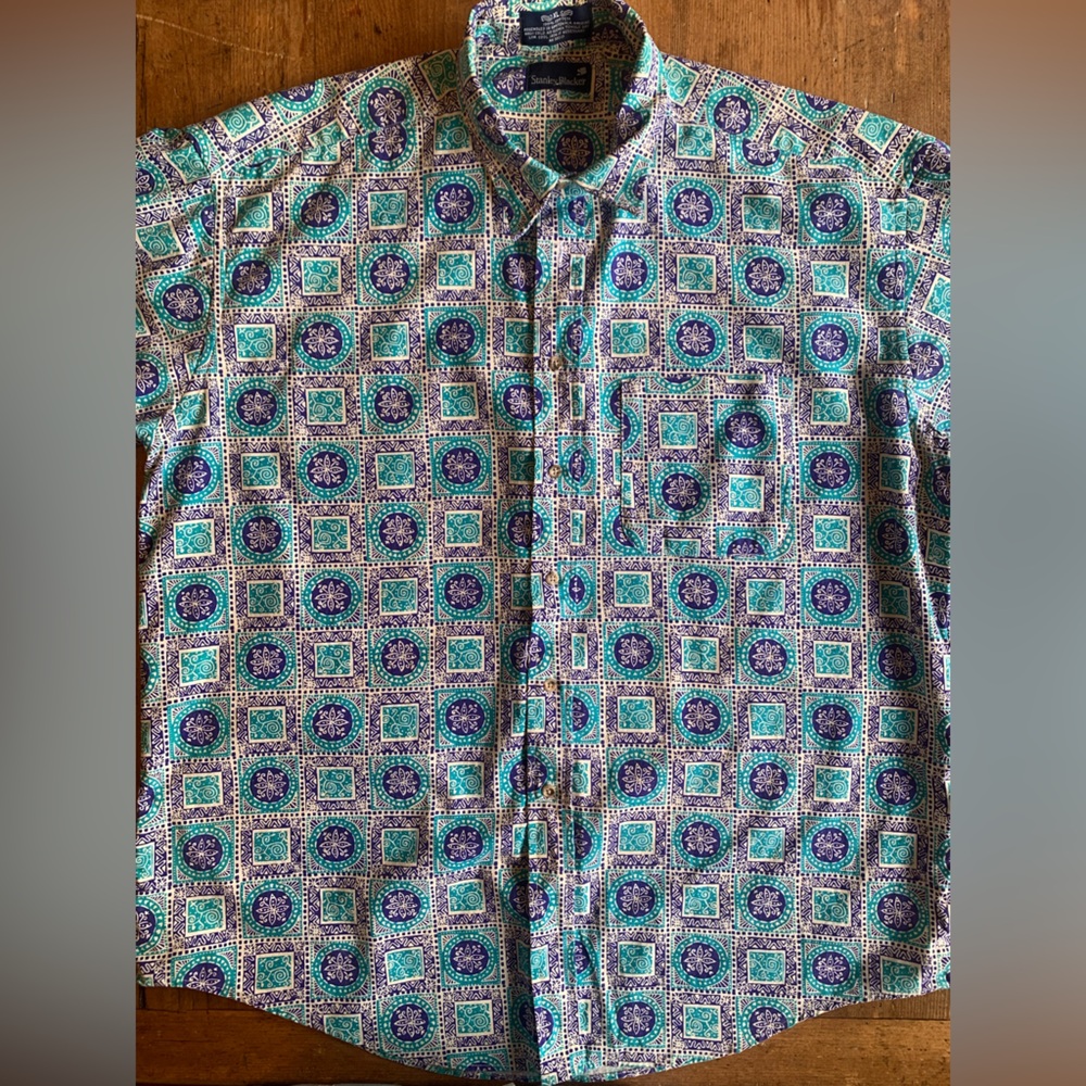 Vintage Stanley Blacker Men's Patterned Casual Button Down Shirt